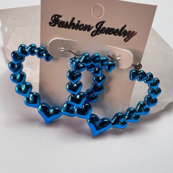 Blue Heart Earrings - Picture 1 of 3